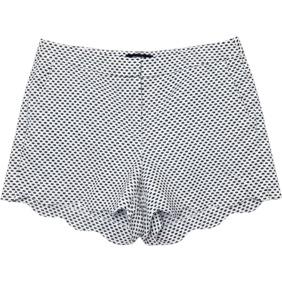 Saint Tropez West Pants - Saint Tropez West Womens Navy White Polka Dot Scalloped Hem Shorts Size 8
